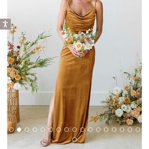 Revelry brand velvet mustard formal dress